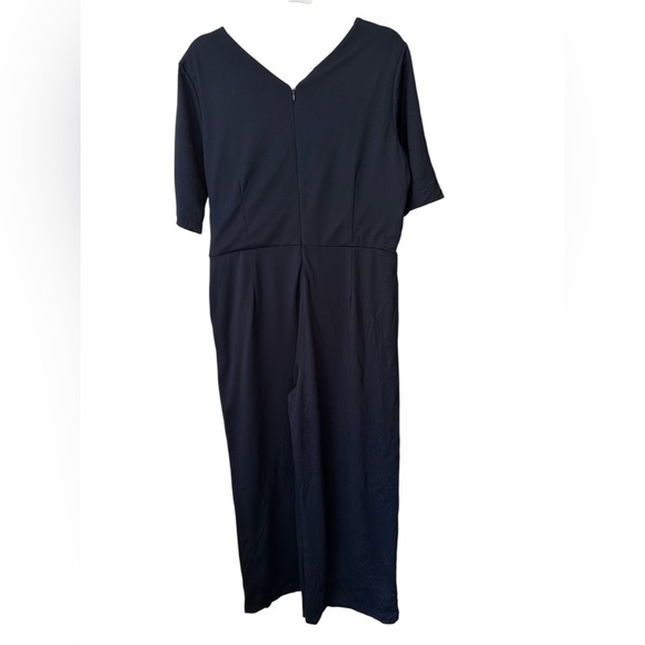 J. McLaughlin Nicole Jumpsuit Short Sleeve Faux Wrap Navy Blue Size Large EUC - Picture 5 of 5